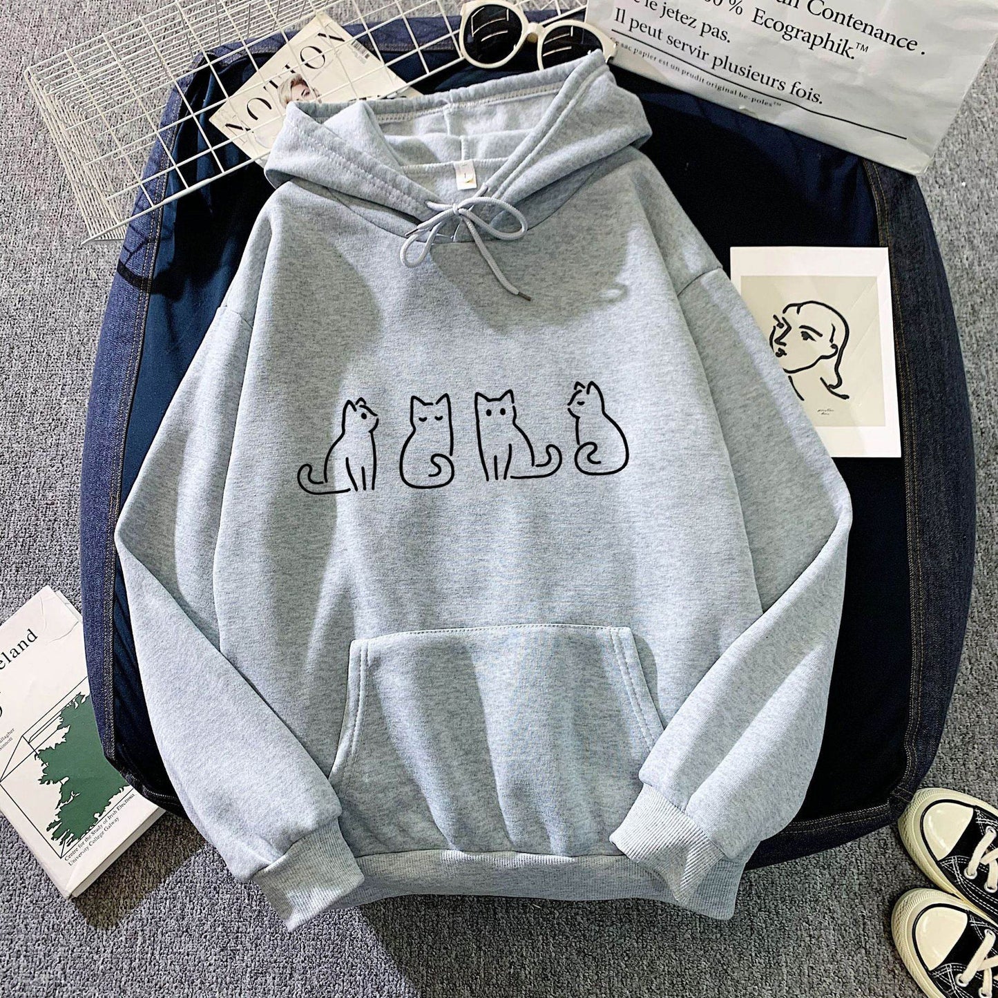 Hoodie Sweater Couple Loose Printed Top - Here2Save