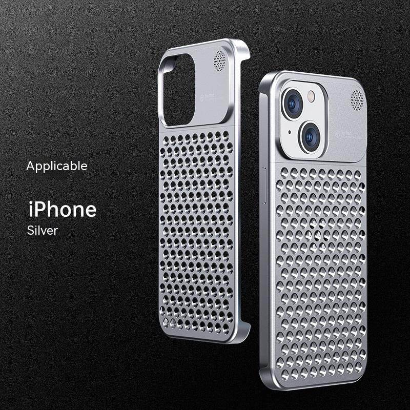 Aluminum Alloy Phone Case For 14 13 Pro Max Plus Hollow Heat Dissipation Anti-fall Full Body Shockproof Phone Cove - Here2Save