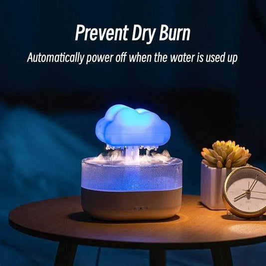 Rain Cloud Night Light Humidifier With Raining Water Drop Sound And 7 Color Led Light Essential Oil Diffuser Aromatherapy - Here2Save