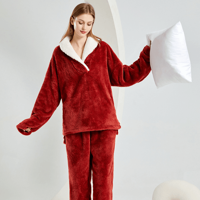 Flannel Pajamas Pajamas Set Thickening Couples Home Service - Here2Save
