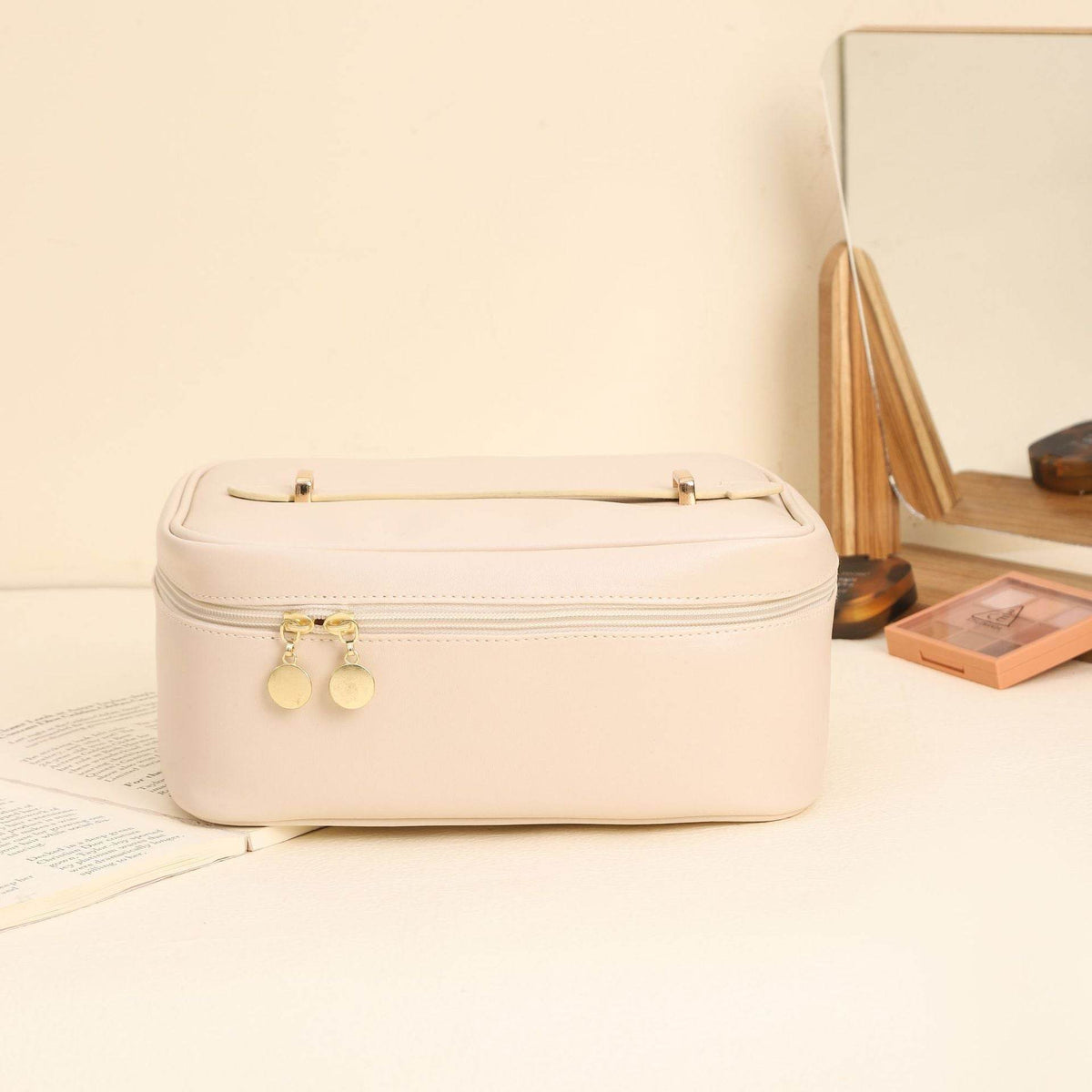 Handle-top Cosmetic Bag Ins Fashion Simple Square Handbag Toiletry Bags Travel High Capacity Portable Storage Make Up Bag - Here2Save