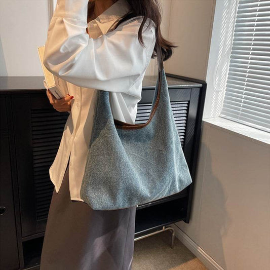 Denim Canvas Bucket Bag Fashion Large Capacity Shoulder Bags For Women Tote Handbag Female Shopping Bags - Here2Save