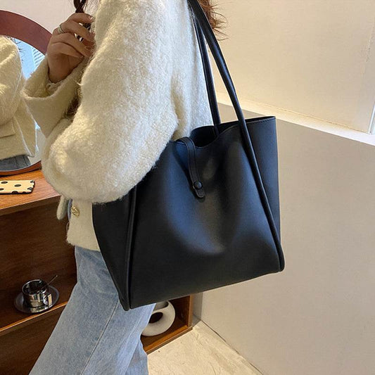 Casual Large Capacity Tote Bags For Women Fashion Solid Color Shopping Shoulder Bag With Wallet Ladies Handbag - Here2Save