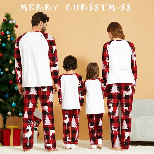 Christmas European And American Christmas Deer Head Print Parent-child Home Service Suit - Here2Save