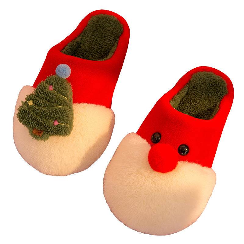Winter Plush Slippers Christmas Cute Santa Claus And Christmas Tree Slipper Warm Anti-Slip House Shoes For Women - Here2Save