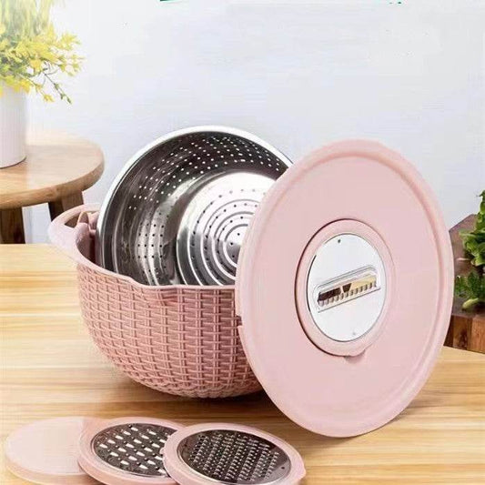 Kitchen Fruit Tray Removable Double Layer Fruit And Vegetable Basin Draining Basket Creative Household Rotating Washing Basket - Here2Save