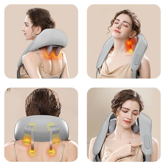 New Neck Massager Shoulder With Heat For Pain Relief Deep Tissue Electric Kneading Massager Health Supplies - Here2Save