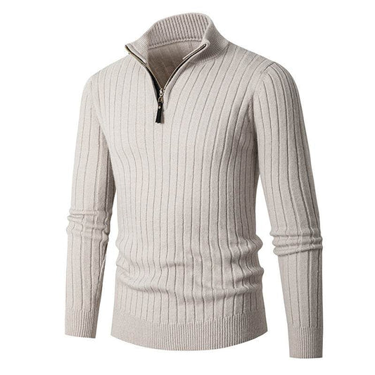 Men's Long-sleeved Half-turtleneck Zip-up Sweater - Here2Save