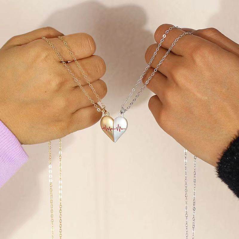 Heartbeat Magnetic Heart Necklace Love Couple Jewelry - Here2Save