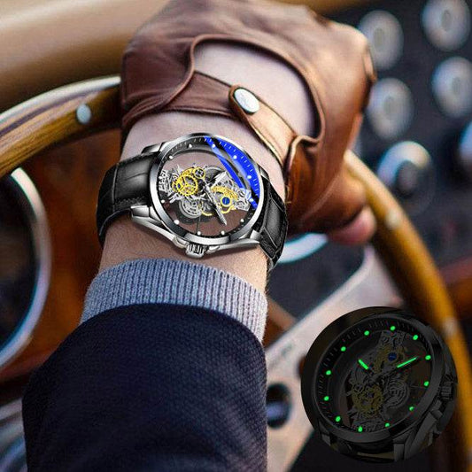 Men Watch Skeleton Automatic Quartz Watch Gold Skeleton Vintage Man Watch Mens Watches Top Brand Luxury - Here2Save