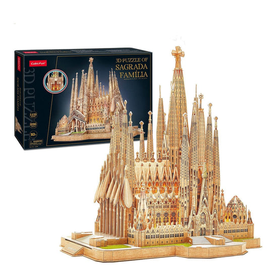 Le Cube Sagrada Familia Cathedral LED Version Of 3D Stereo Puzzle Hand-made Difficult Church Puzzle - Here2Save