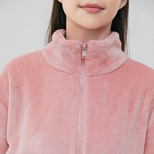 Winter Pajamas Sets Homewear With Pockets Design Thickened Coral Velvet Stand Collar Warm Pajamas Indoor Outdoor Casual Clothes - Here2Save