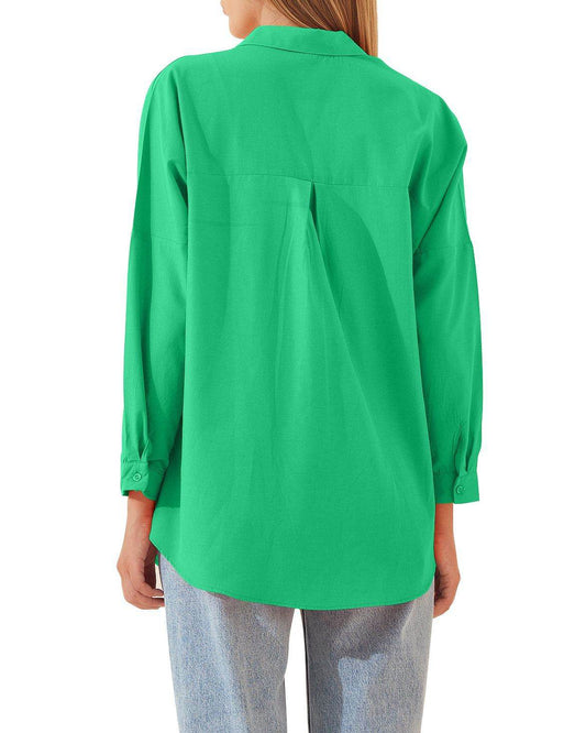 Women's Shirt Jacket Long Sleeve Blouse Button Down Tops Candy Color Shirt - Here2Save