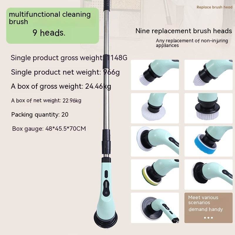 Multifunctional Household Wireless Electric Cleaning Brush Toilet Kitchen Retractable Nine-in-one Portable - Here2Save
