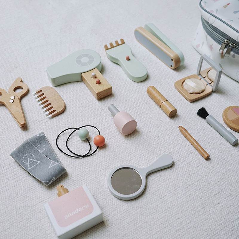 Children And Girls Make Up And Cut Hair Simulation Comb Hair Dryer Wooden Model Toy - Here2Save