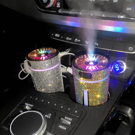 Luxury Diamond Car Humidifier LED Light Car Diffuser Auto Air Purifier Aromatherapy Diffuser Air Freshener Car Accessories For Woman - Here2Save