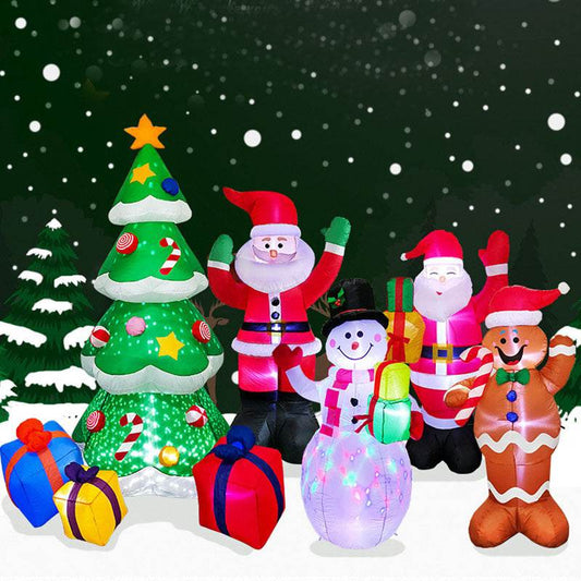 Christmas LED Lights Glowing Santa Tree Snowman Inflatable Doll Outdoor Yard Garden Decor - Here2Save
