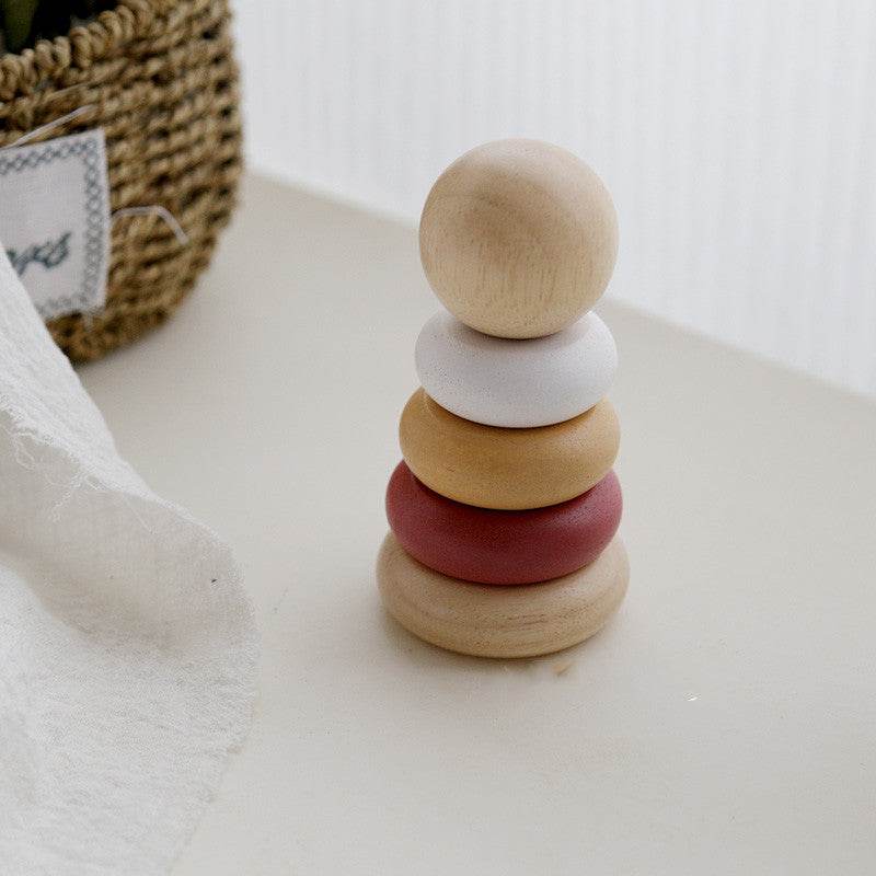 Children's Puzzle Wooden Folding Music Set Column, Rainbow Tower Ring, Large Early Childhood Education Toy Wood - Here2Save