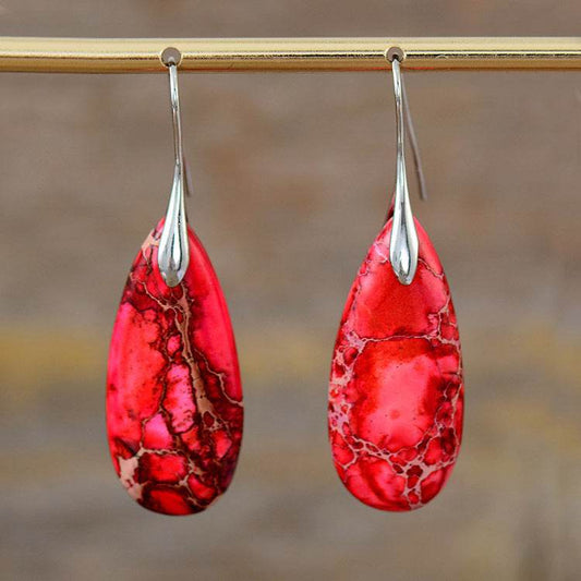 New Bohemian Emperor Stone Water Drop Pendant Earrings - Here2Save