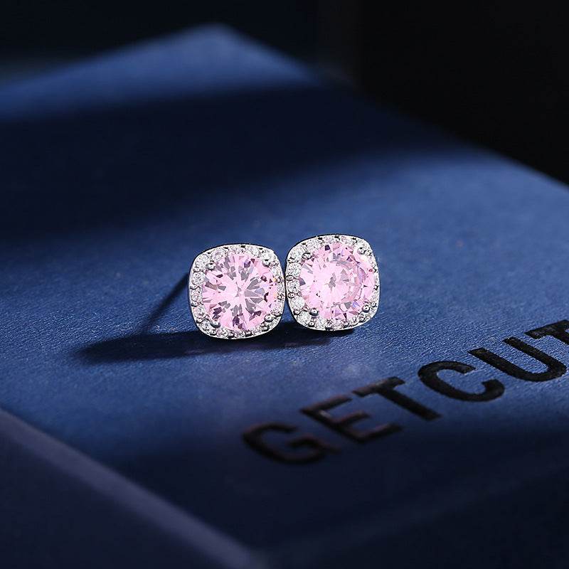 Fashion Zircon Earrings For Women Temperament Round Crystal 925 Silver Needle Earrings - Here2Save
