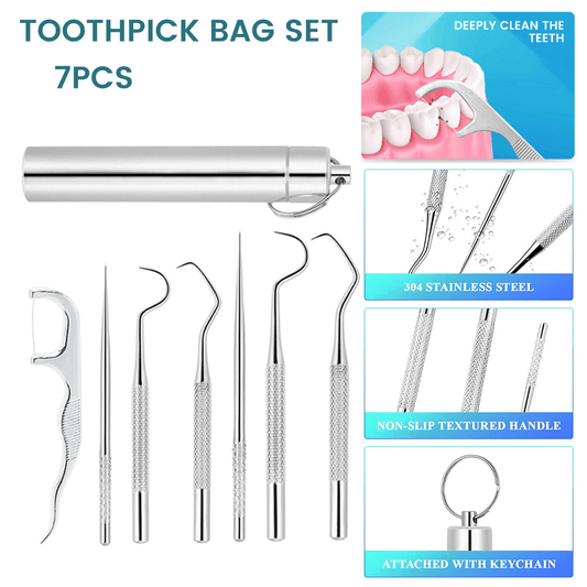 Stainless Steel Toothpick 304 Household Portable Cleaning Tool Toothpick Set 7pcs - Here2Save