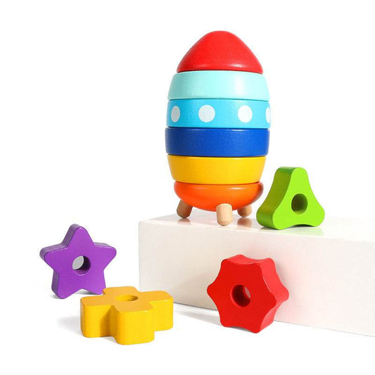 Double-layer Tower Stacking High Educational Rainbow Tower Wooden Toy - Here2Save