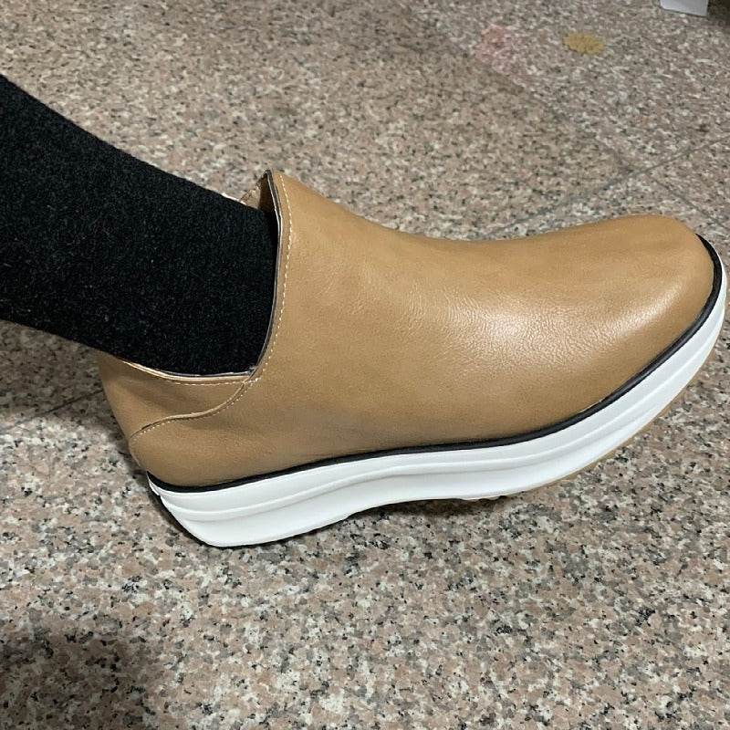 Women's Ankle Boots Platform Round Toe Non-slip Thick Soled Side Zipper Warm Shoes For Autumn And Winter - Here2Save