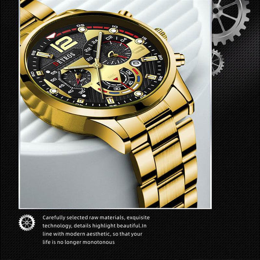 Men's Fashion Casual Six-pin Steel Belt Watch Quartz Watch - Here2Save