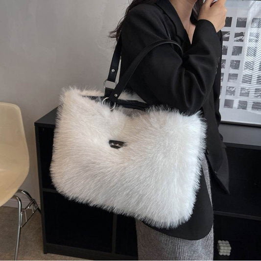 Winter Plush Bags Women Flowers Shoulder Bag Handbag - Here2Save
