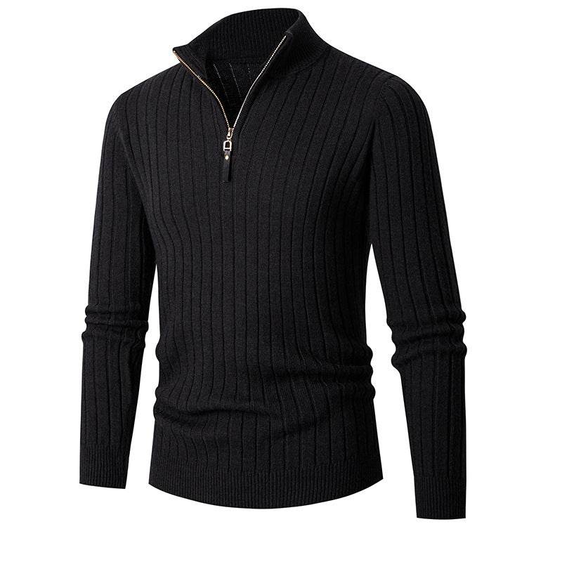 Men's Long-sleeved Half-turtleneck Zip-up Sweater - Here2Save