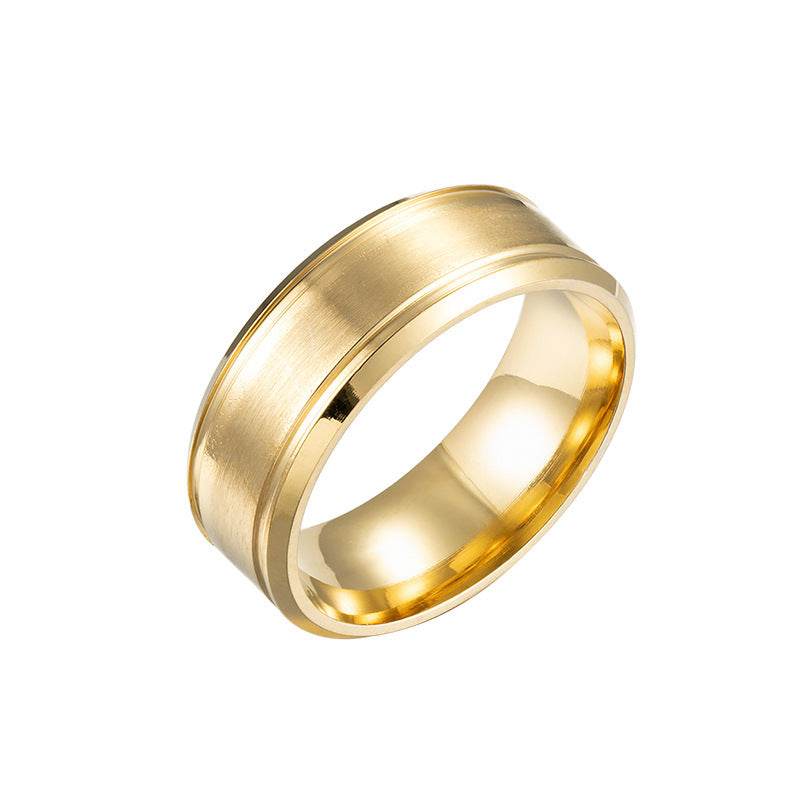 Mens Wedding Rings Black Sliver Gold Pure 8MM Rings - Here2Save