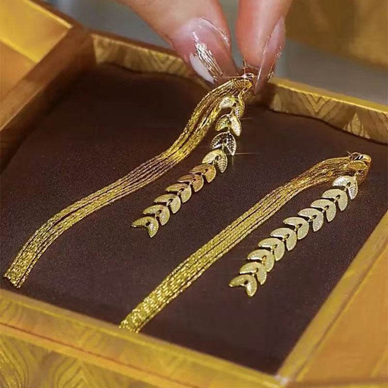 Wheat Long Fringe Earrings Dual-wear Women - Here2Save