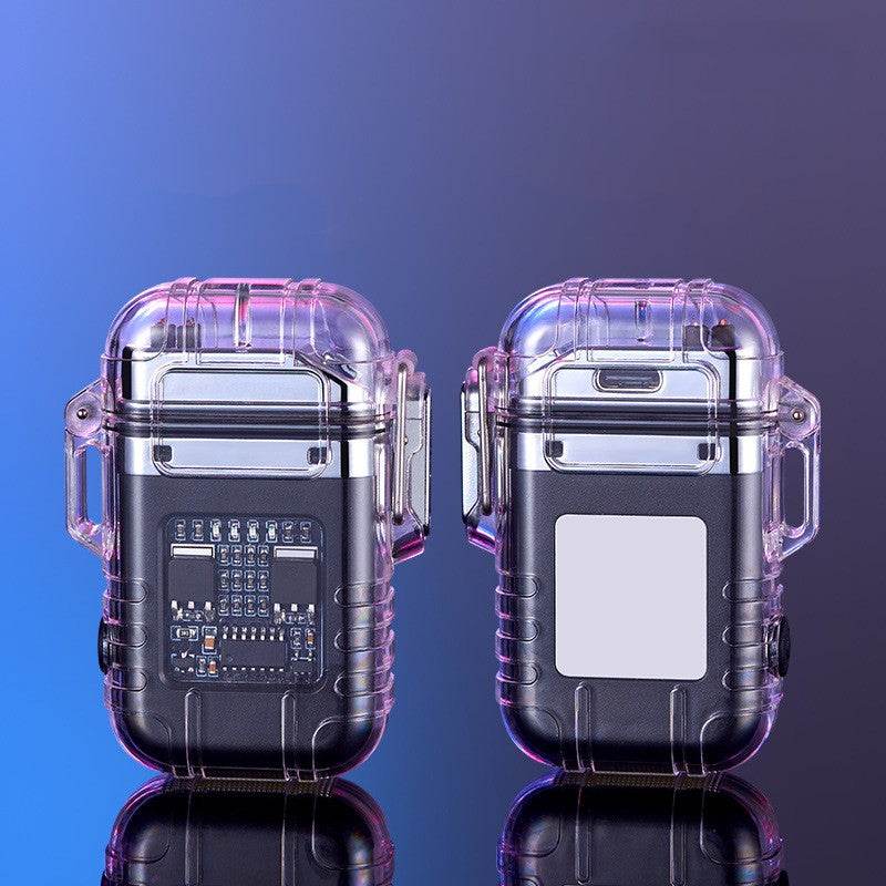 Transparent Shell Double Arc Lighter Waterproof And Windproof Outdoor Lighter Lighting Multi-purpose Electronic Cigarette Lighter - Here2Save