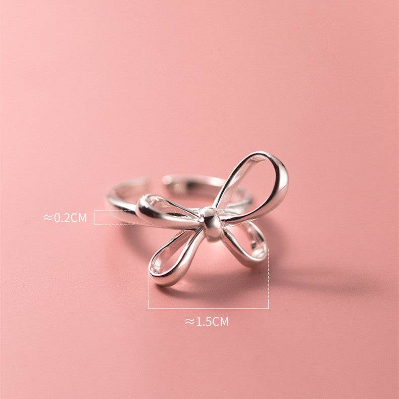 S925 Silver Bow Ring Fashionable Simple Line Women's Jewelry - Here2Save
