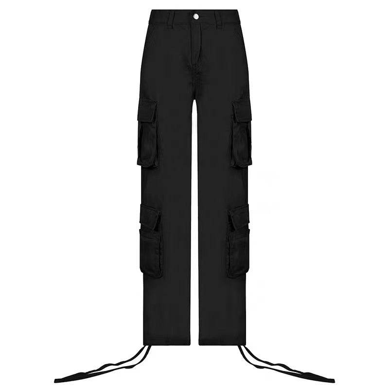 Street Hip-hop Trousers With Pockets Low Waist Overalls Fashion Casual Cargo Pants - Here2Save