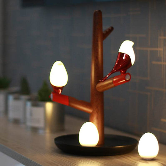 Creative Cartoon Bird Light Bird Egg Light Detachable Easy To Install Natural Wood Children'S Bedroom LED Induction Night Light - Here2Save