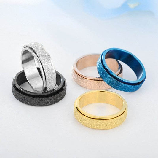 Turnable Anxiety Rings Rainbow Silver Color Relieve Stress Rings For Women Men - Here2Save