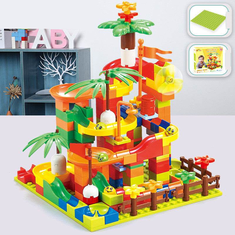 Race Run DIY Small Block Compatible City Building Blocks Funnel Slide - Here2Save
