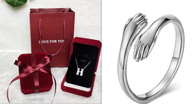 Alloy Simple Hands Hug Ring Opening Adjustable Jewelry - Here2Save