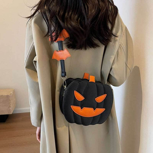 2023 Halloween Bags Funny Pumpkin Cartoon Shoulder Crossbody Bag With Bat Personalized Creative Female Bag - Here2Save