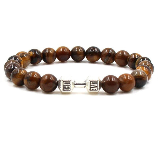 Natural Tigereye Three-color Sports Dumbbell Bracelet - Here2Save