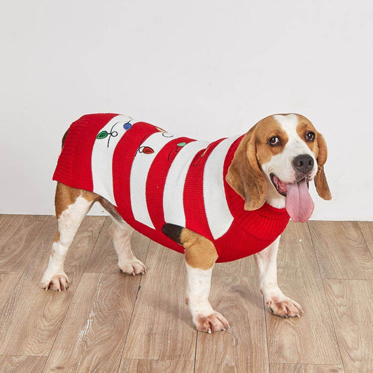Pet Striped Christmas Lantern Turtleneck Sweater - Here2Save