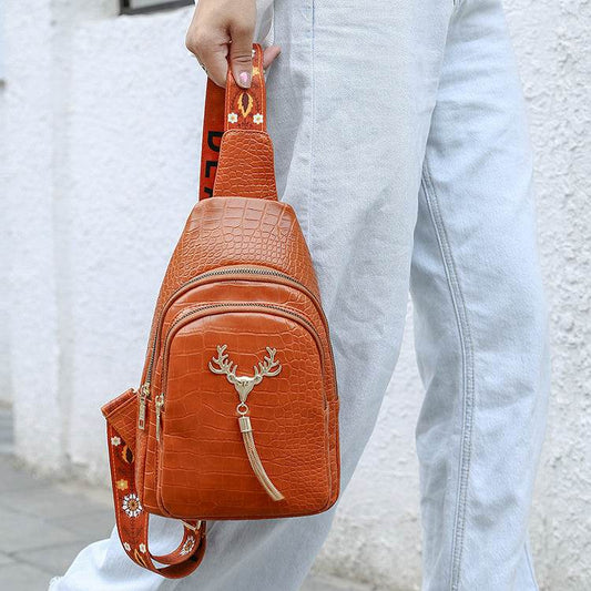 Deer Tassel Design Crossbody Bag Fashion Letter Embroidery Chest Bags For Women - Here2Save