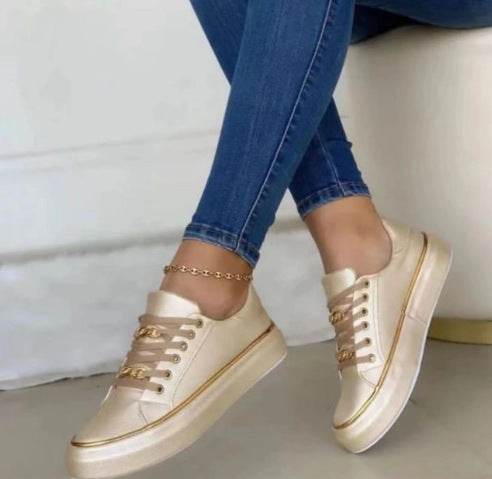 Chain Flats Shoes Thick Bottom Loafers For Walking Sports Shoes For Women - Here2Save