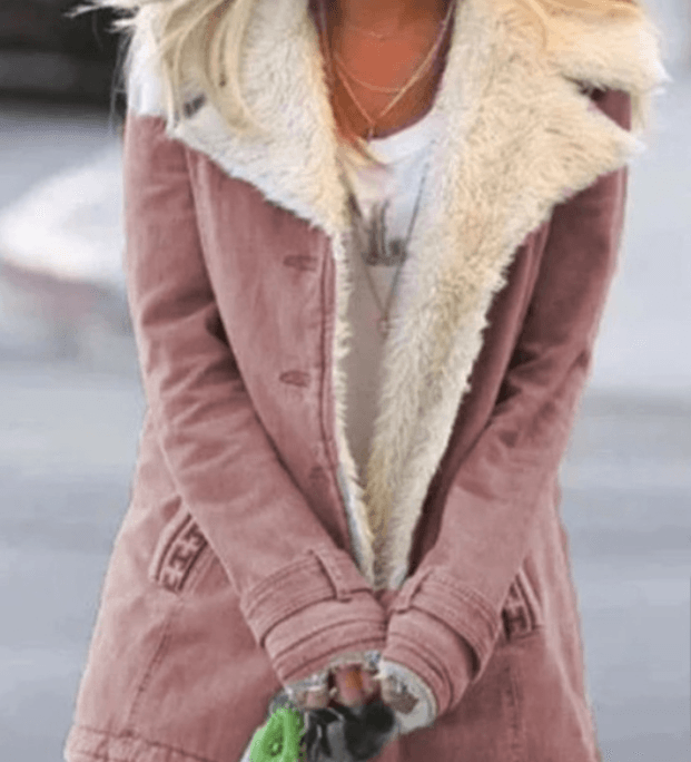Women Plus Size Warm Coats Composite Plush Button Lapels Jacket Outwearcoat - Here2Save