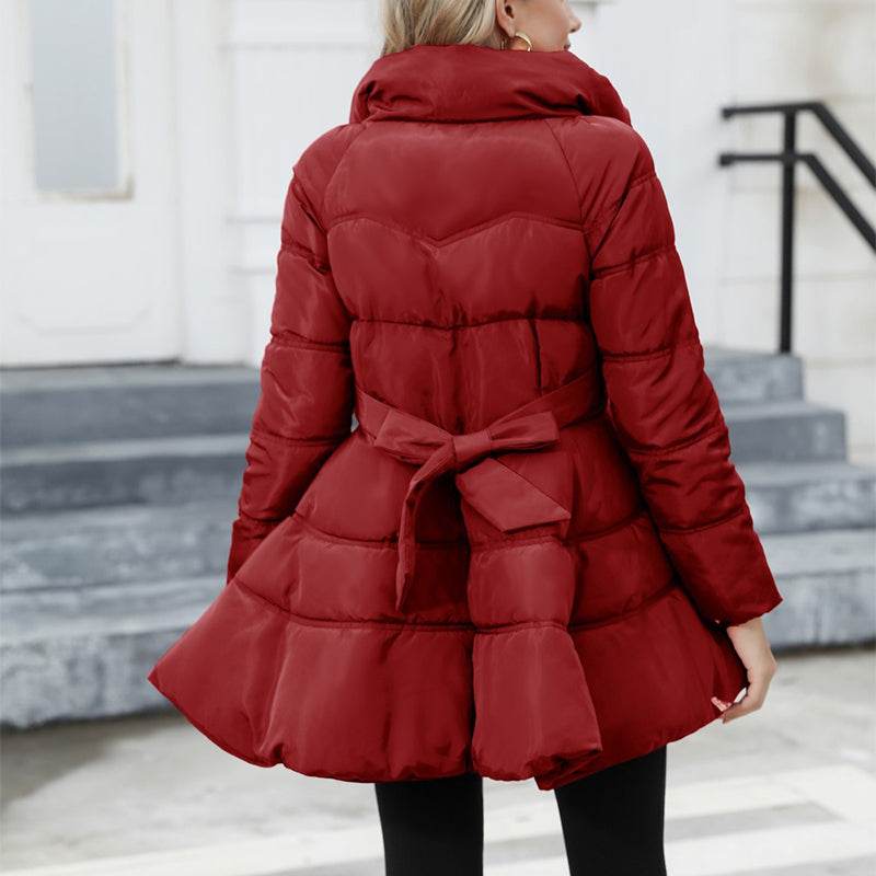 Newest Big Skirt Design Coat Winter Warm Slim-fitting Stand-collar Mid-length Thickened Waist Cotton Jacket Women Clothing - Here2Save