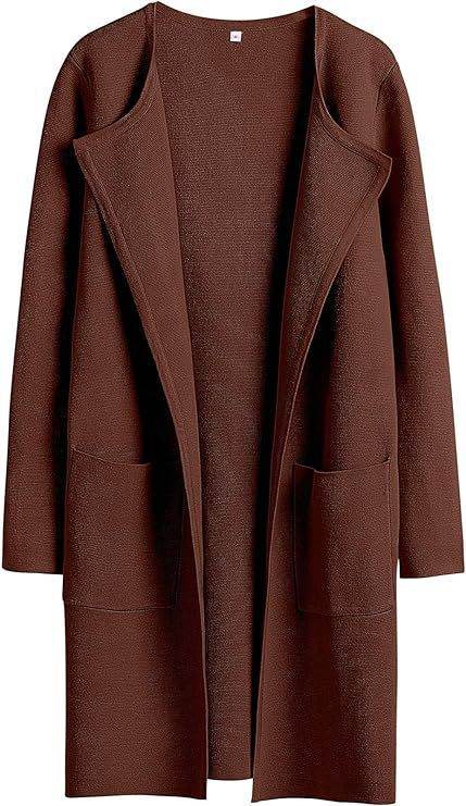 Women's Woolen Coat With Pockets Autumn And Winter Temperament Slim Fit Mid Length Jacket Comfortable Casual Lapel Coats - Here2Save