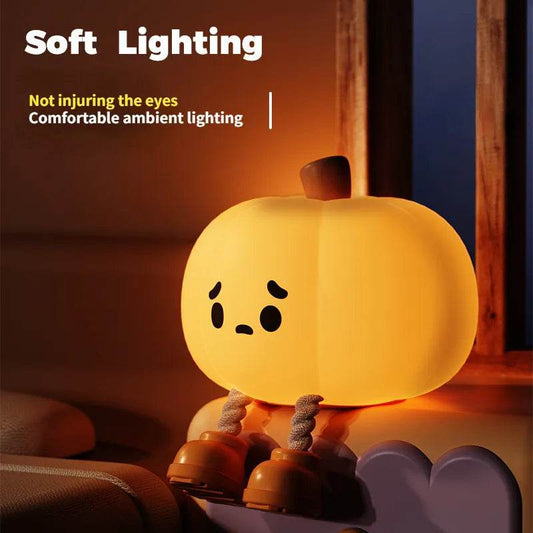 Home Decor Halloween Pumpkin Night Light Cute Soft Silicone Lamp Touch Dimmable Rechargeable Bedside Decor Light Kids Gifts Halloween Decorations - Here2Save