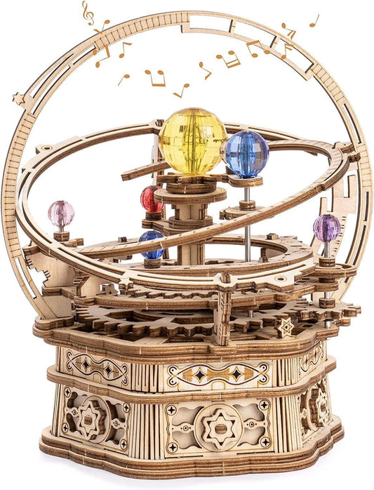 ROKR Rotating Starry Night Mechanical Music Box 3D Wooden Puzzle Assembly Model Building Kits Toys For Children Kids - AMK51 - Here2Save