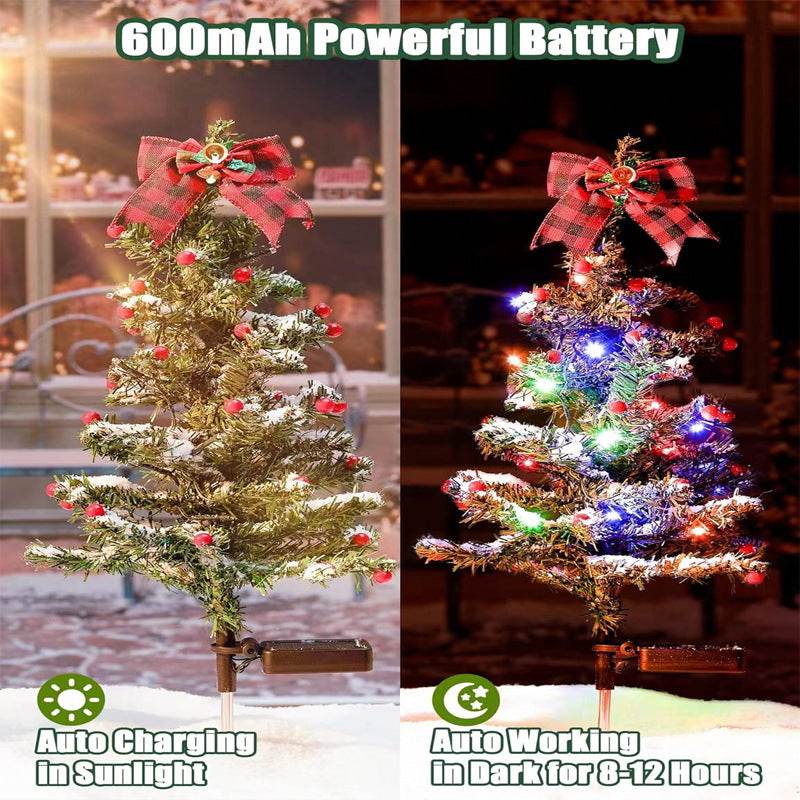 Waterproof Outdoor Christmas Decorations Solar Christmas Tree 2 Modes Yard Stake Christmas Pathway Light For Garden Yard Decor - Here2Save